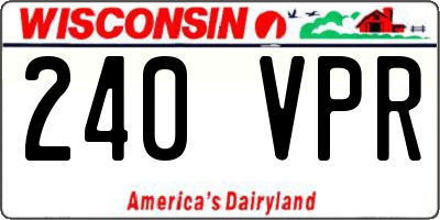 WI license plate 240VPR
