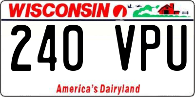 WI license plate 240VPU