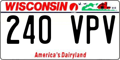 WI license plate 240VPV