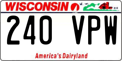 WI license plate 240VPW