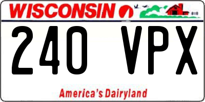 WI license plate 240VPX