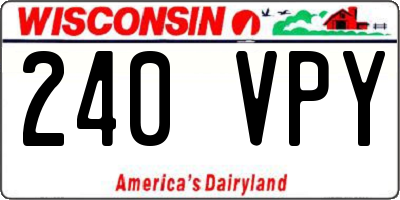 WI license plate 240VPY