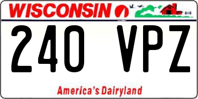 WI license plate 240VPZ