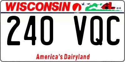WI license plate 240VQC