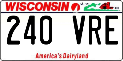WI license plate 240VRE