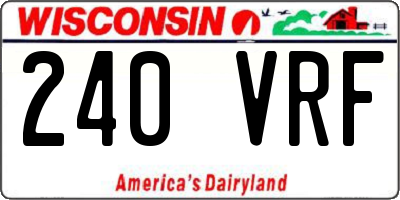 WI license plate 240VRF