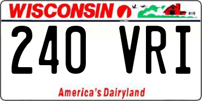 WI license plate 240VRI