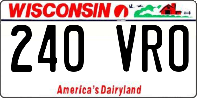 WI license plate 240VRO