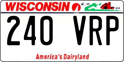 WI license plate 240VRP
