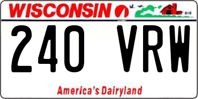 WI license plate 240VRW
