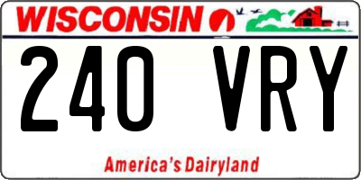 WI license plate 240VRY