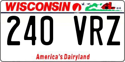 WI license plate 240VRZ