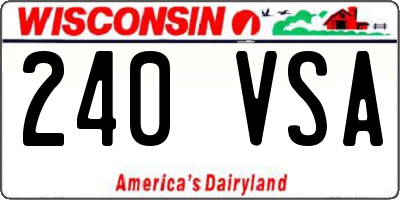 WI license plate 240VSA