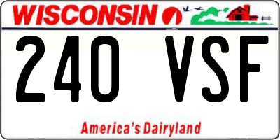 WI license plate 240VSF