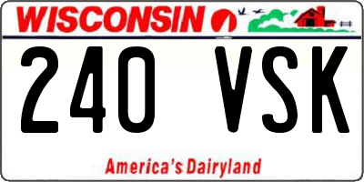 WI license plate 240VSK