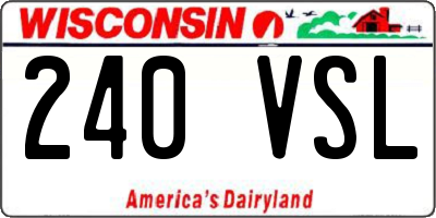 WI license plate 240VSL