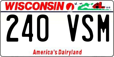 WI license plate 240VSM