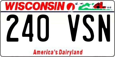 WI license plate 240VSN