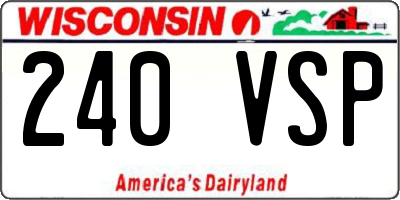 WI license plate 240VSP