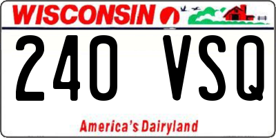 WI license plate 240VSQ