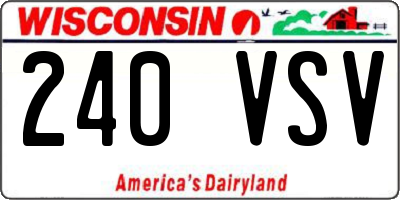 WI license plate 240VSV