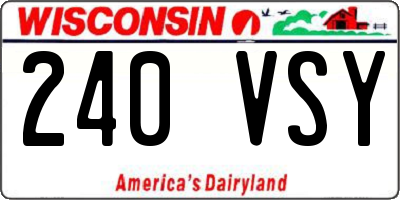 WI license plate 240VSY