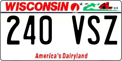WI license plate 240VSZ