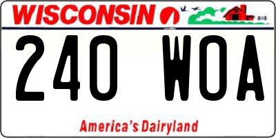 WI license plate 240WOA