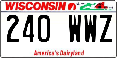 WI license plate 240WWZ