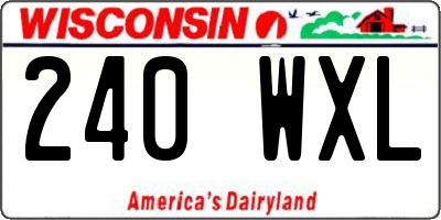 WI license plate 240WXL