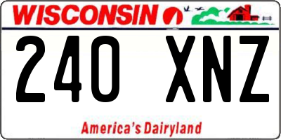WI license plate 240XNZ