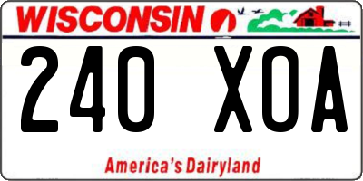 WI license plate 240XOA
