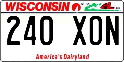 WI license plate 240XON