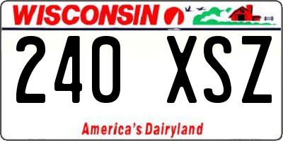 WI license plate 240XSZ