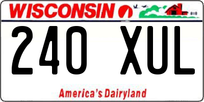 WI license plate 240XUL