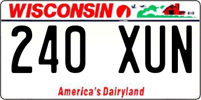 WI license plate 240XUN