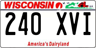WI license plate 240XVI