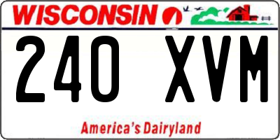 WI license plate 240XVM