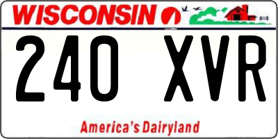 WI license plate 240XVR