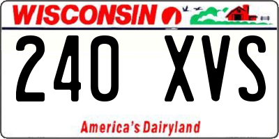 WI license plate 240XVS