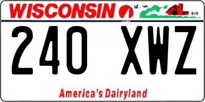 WI license plate 240XWZ