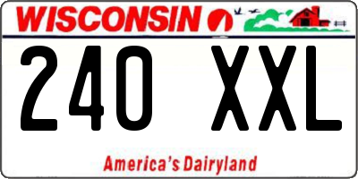 WI license plate 240XXL