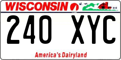WI license plate 240XYC