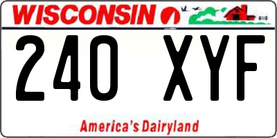 WI license plate 240XYF