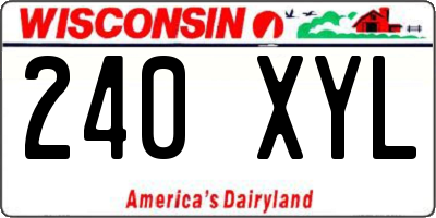 WI license plate 240XYL