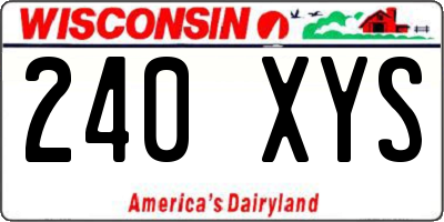 WI license plate 240XYS