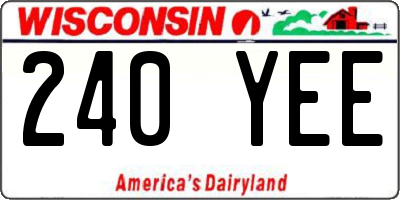 WI license plate 240YEE