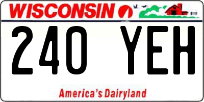 WI license plate 240YEH