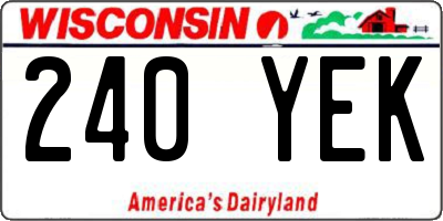 WI license plate 240YEK