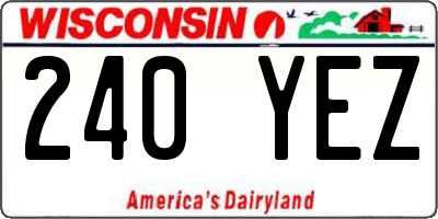 WI license plate 240YEZ